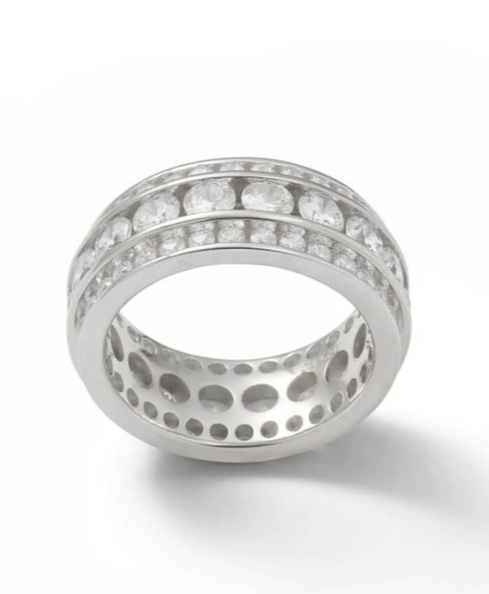 Cubic Zirconia Alternating Band in Sterling Silver